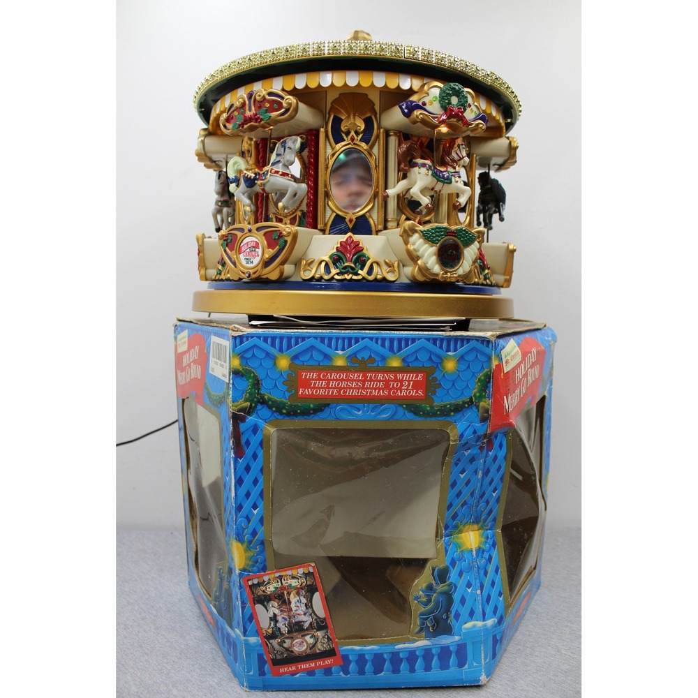 Mr. Christmas Carousel Gold Holiday Merry-Go-Round Animated Musical 21 Song